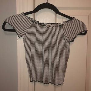 Black and white off the shoulder shirt